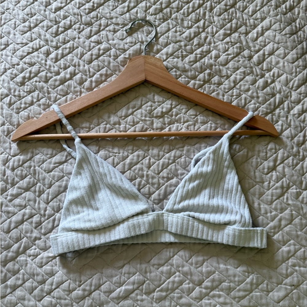 White Ribbed bikini top